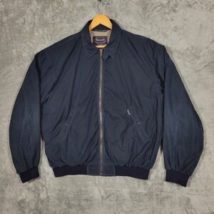 Facconable Albert Goldberg Mens Large Navy Blue Bomber Jacket Water Resistant